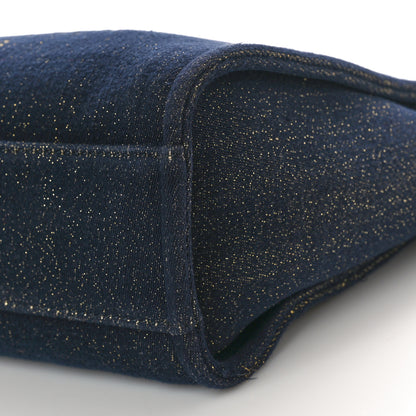 Chanel Lurex Canvas Small Deauville Tote Navy Blue Gold 10 of 13