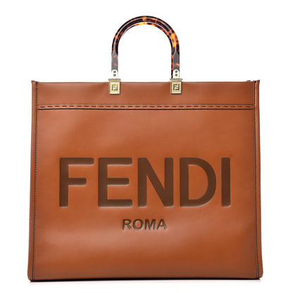 Fendi Vitello King Plexiglass Large Fendi Sunshine Shopper Tote Cuoio 1 of 10