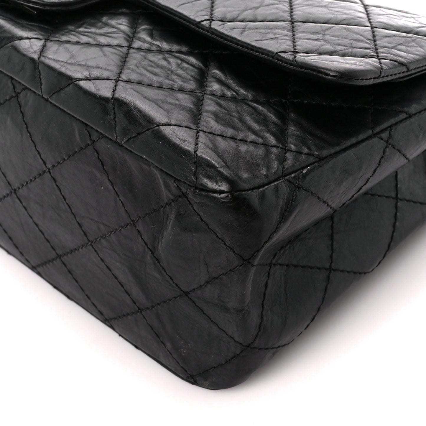 Aged Calfskin Quilted 2.55 Reissue 227 Flap Black