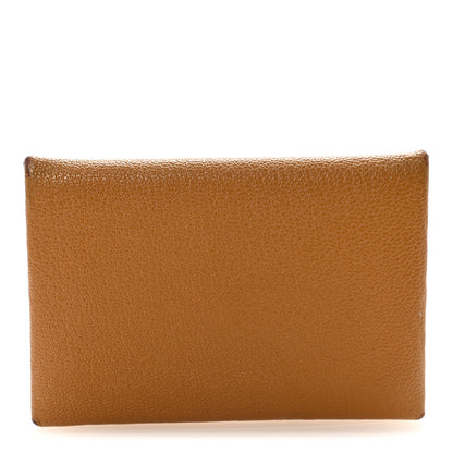 Hermes Chevre Mysore Verso Calvi Card Case Caramel Vert Fizz 1 of 7
