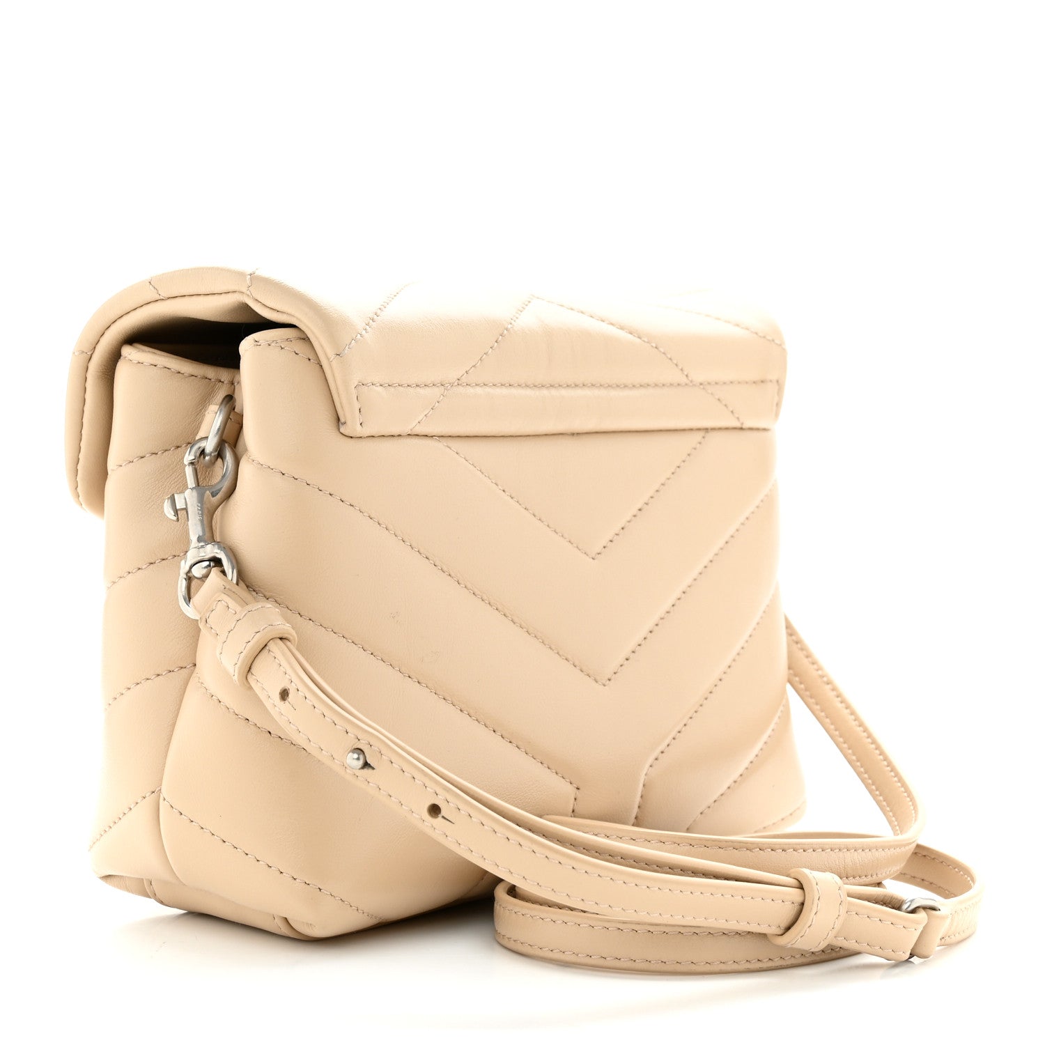 Saint Laurent Calfskin Y Quilted Monogram Toy Loulou Crossbody Bag Nude Powder 3 of 10