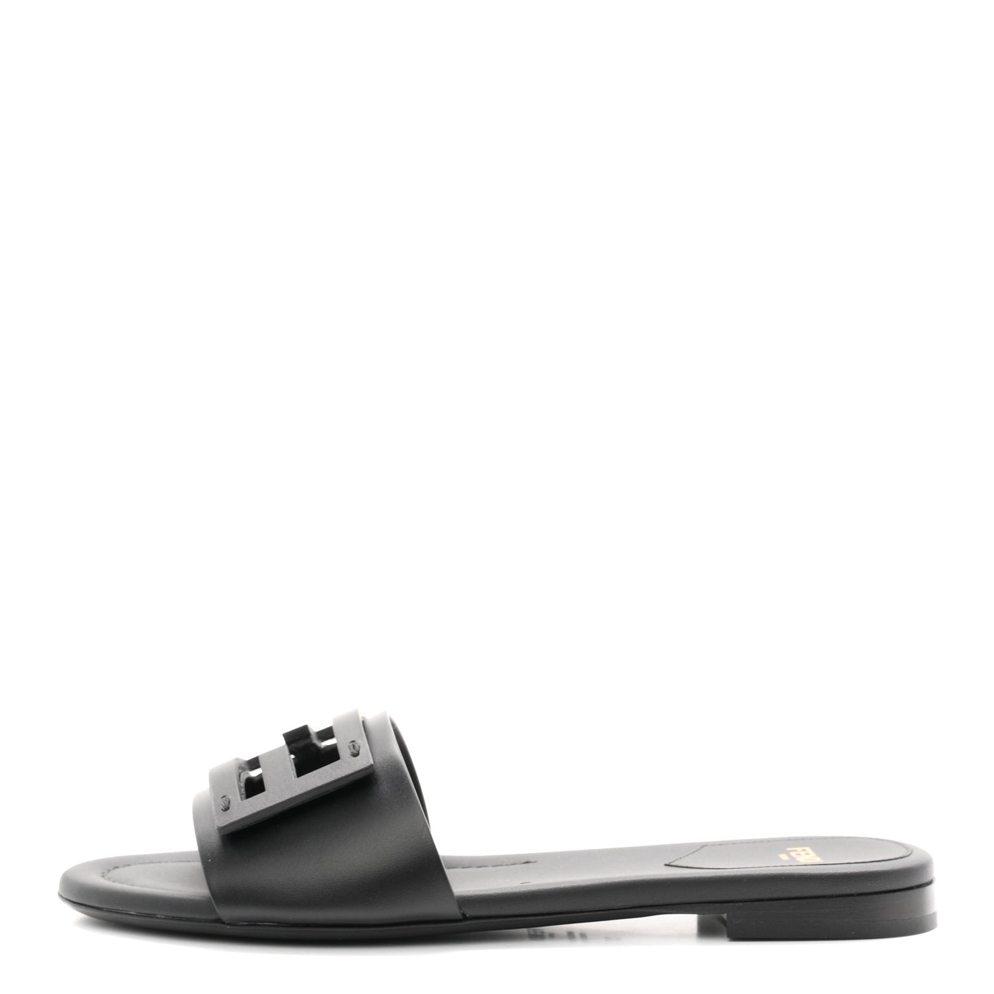 Vitello Cuoio Baguette Flat Slide Sandals 37 Black