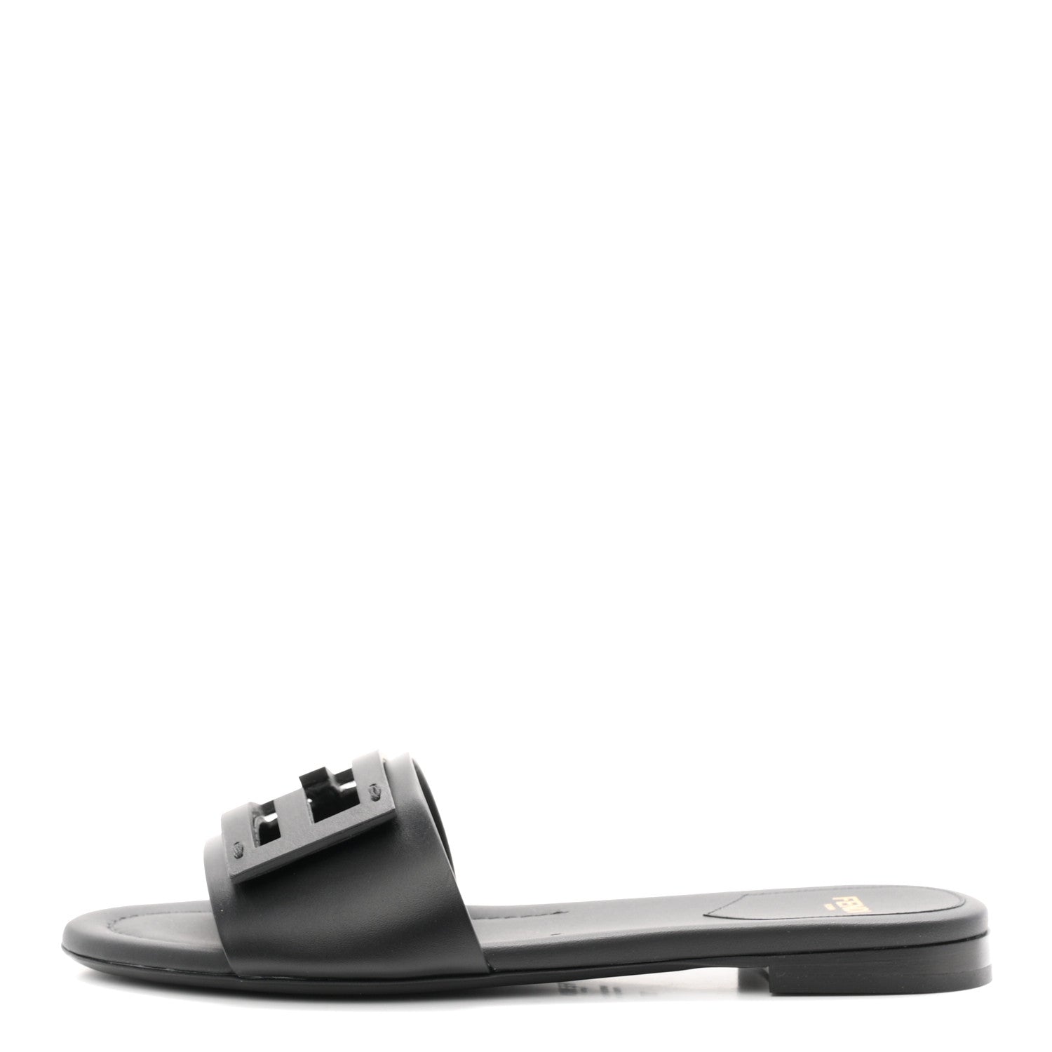 Fendi Vitello Cuoio Baguette Flat Slide Sandals 37 Black 1 of 9