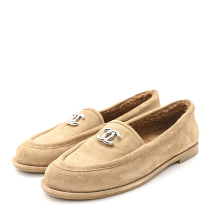 Chanel Suede Calfskin CC Loafers 39 Dark Beige 4 of 10
