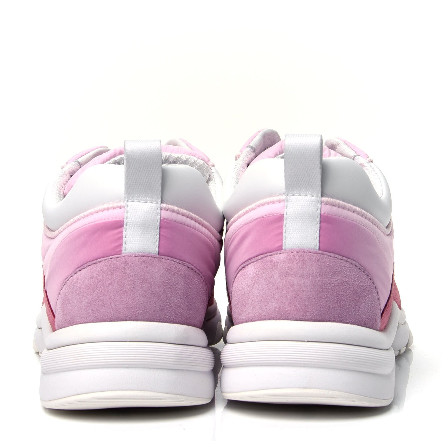Chanel Nylon Calfskin Suede Womens CC Sneakers 38.5 Pink 4 of 6