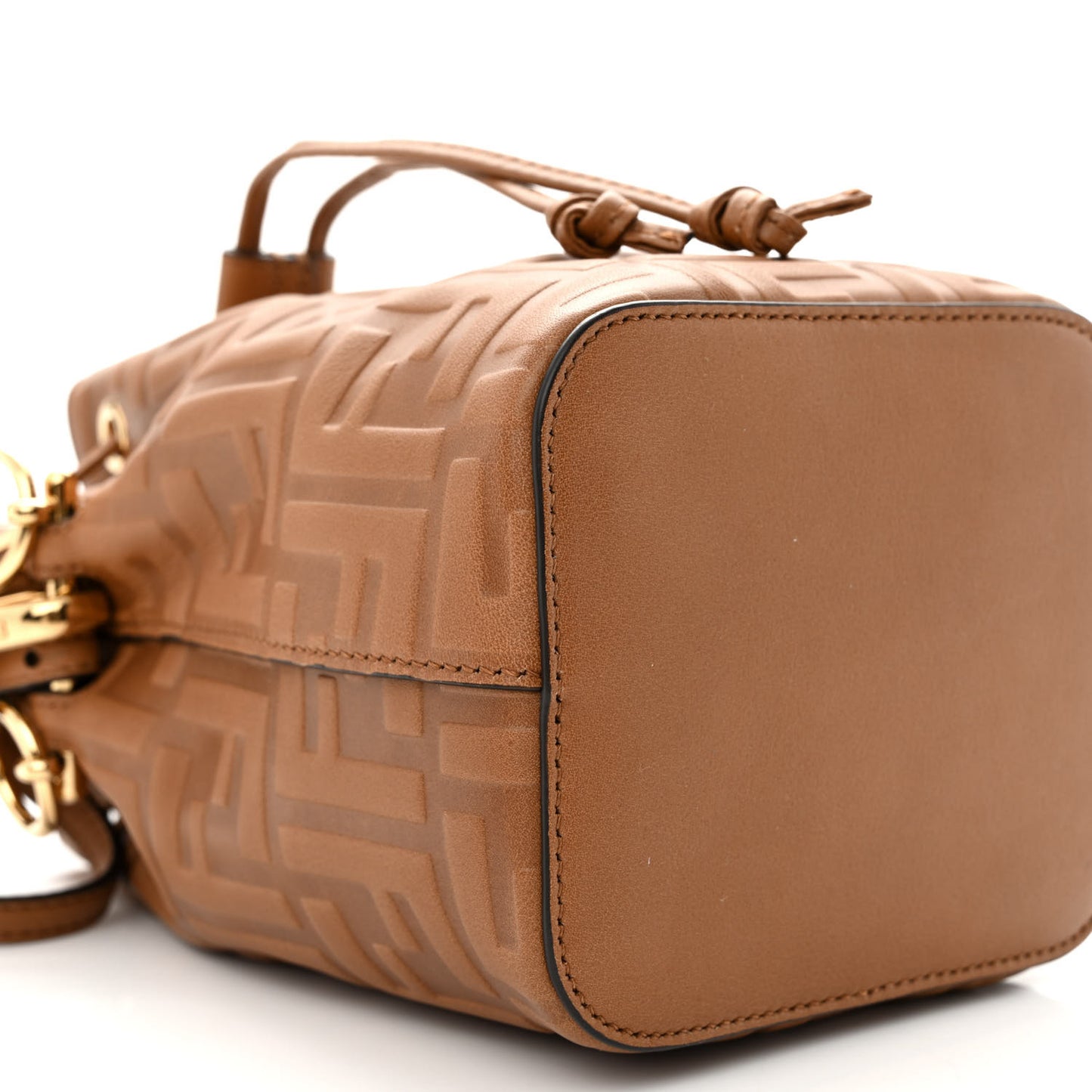 Vitello Cristallo Nature F is Fendi FF 1974 Embossed Mini Mon Tresor Bucket Bag Cuoio