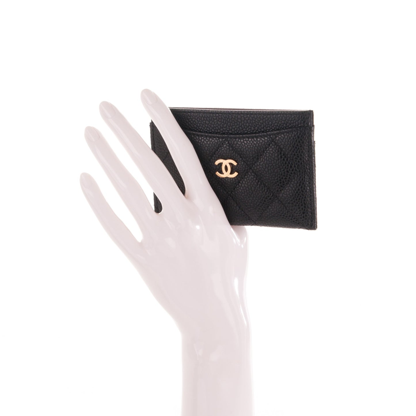 Caviar Quilted Card Holder Black