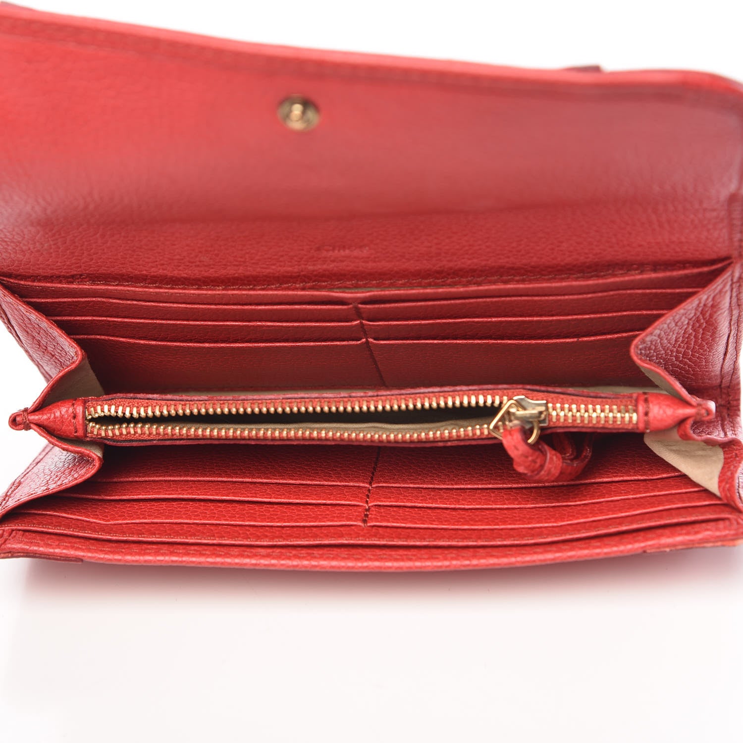 Chloe Grained Calfskin Paraty Continental Wallet Red 7 of 10