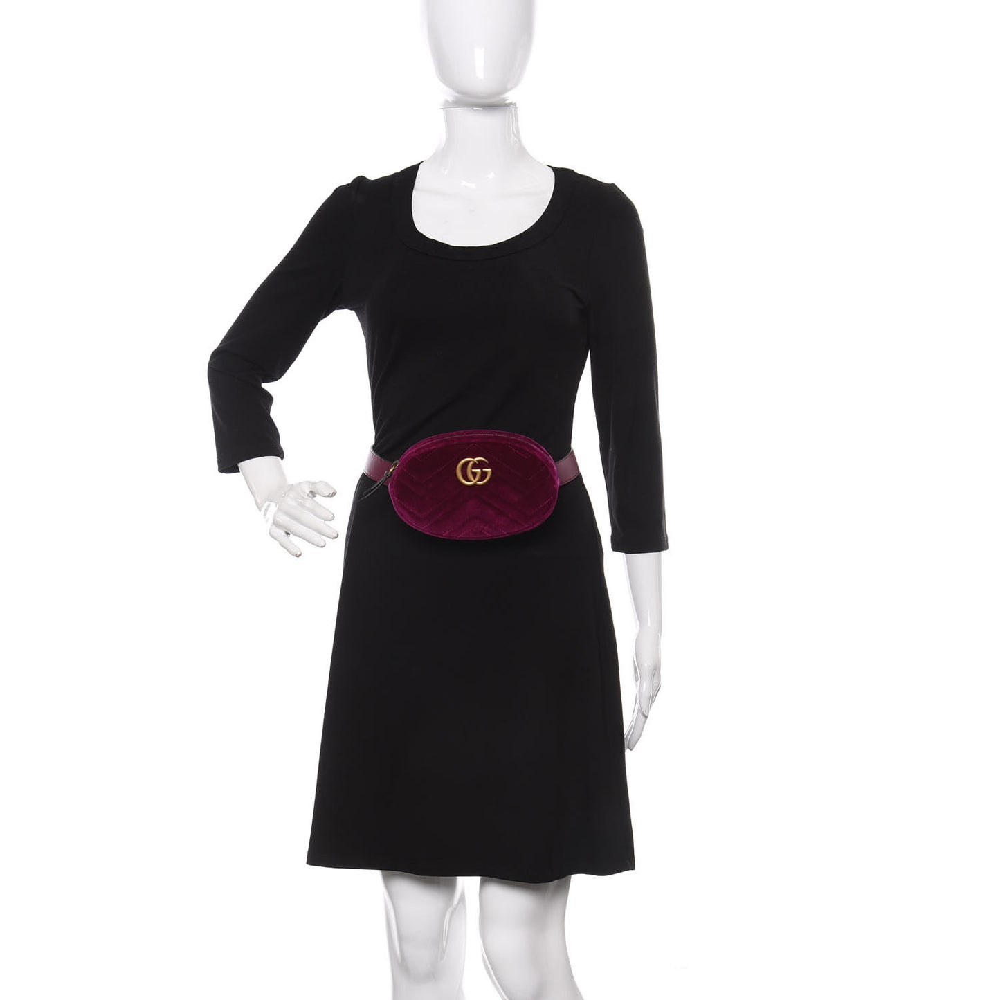 Velvet Matelasse GG Marmont Belt Bag 85 34 Fuchsia Violet Cyclamen