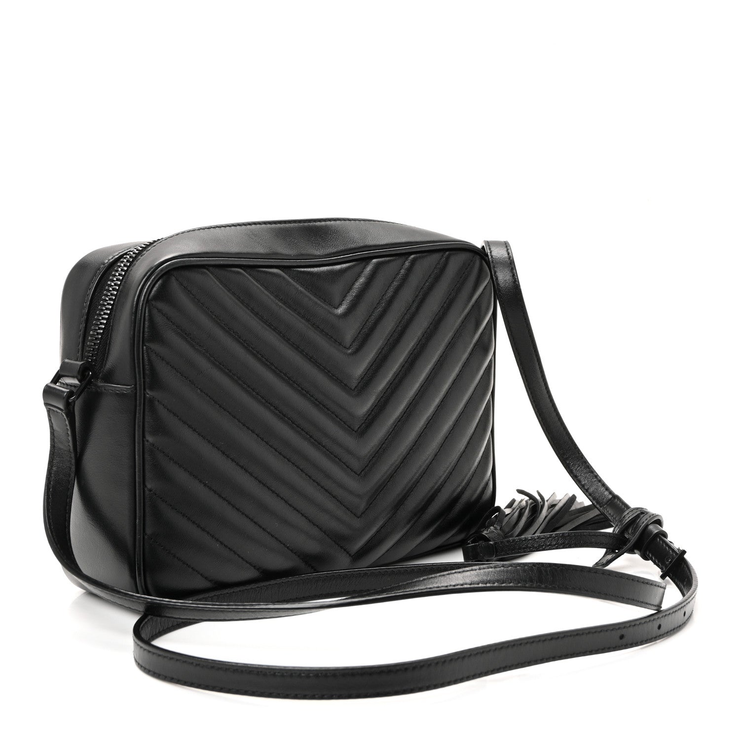 Saint Laurent Calfskin Matelasse Monogram Monochrome Lou Camera Bag Black 3 of 9