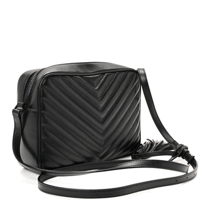Saint Laurent Calfskin Matelasse Monogram Monochrome Lou Camera Bag Black 3 of 9
