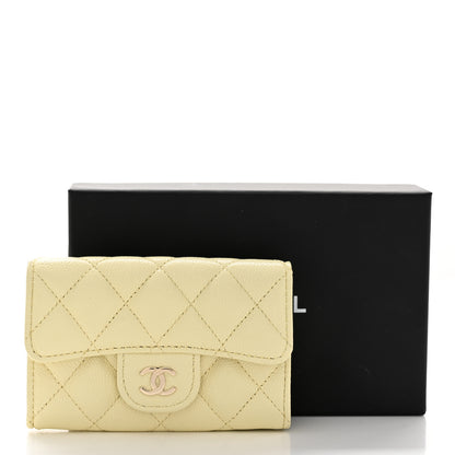 Chanel Caviar Quilted Flap Card Holder Wallet Yellow 9 of 9