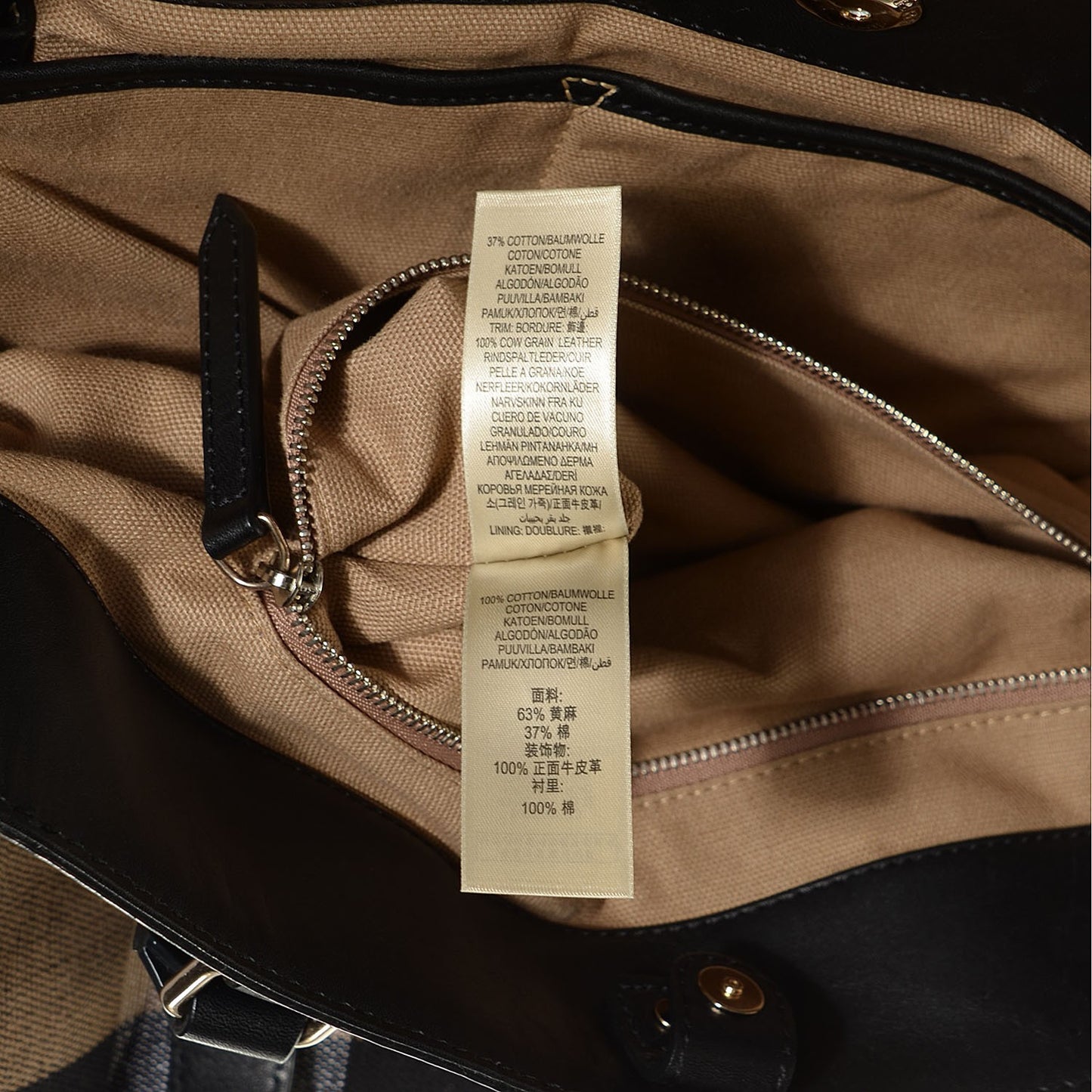 Canvas Mega Check Medium Traveler Tote Black