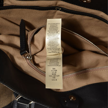 Burberry Canvas Mega Check Medium Traveler Tote Black 7 of 11