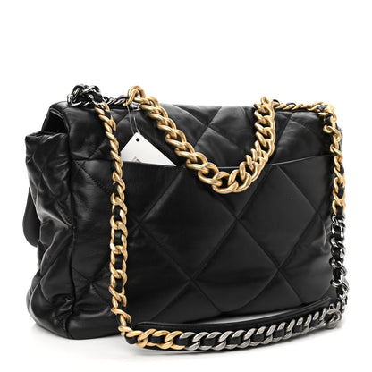 Chanel Lambskin Quilted Maxi Chanel 19 Flap Black 3 of 10