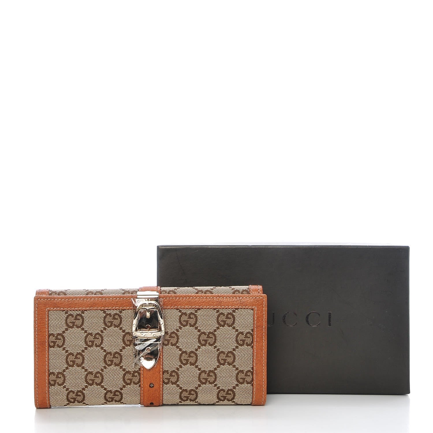 Gucci Monogram Buckle Continental Wallet Brown 8 of 8