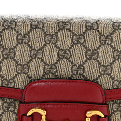 Gucci GG Supreme Monogram Azalea Calfskin Horsebit 1955 Shoulder Bag Beige Ebony New Cherry Red 8 of 12