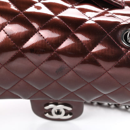 Chanel Striated Patent Quilted Mini Rectangular Flap Burgundy 13 of 14