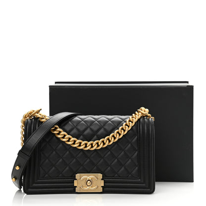Chanel Lambskin Quilted Medium Boy Flap Black 12 of 12