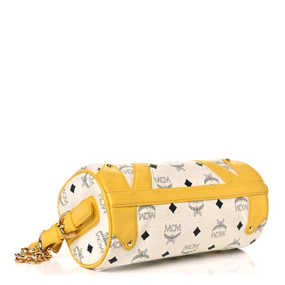 MCM Visetos Barrel Bag White Yellow 4 of 23