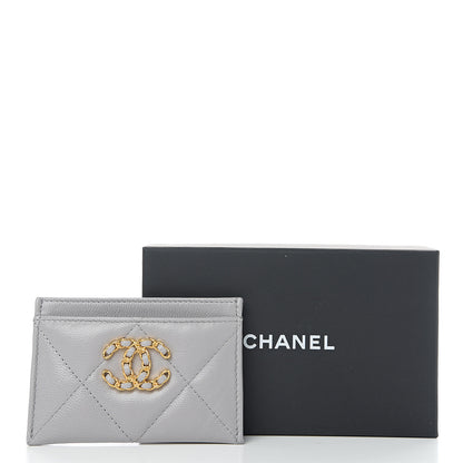 Chanel Shiny Goatskin Quilted 19 Card Holder Grey 8 of 8