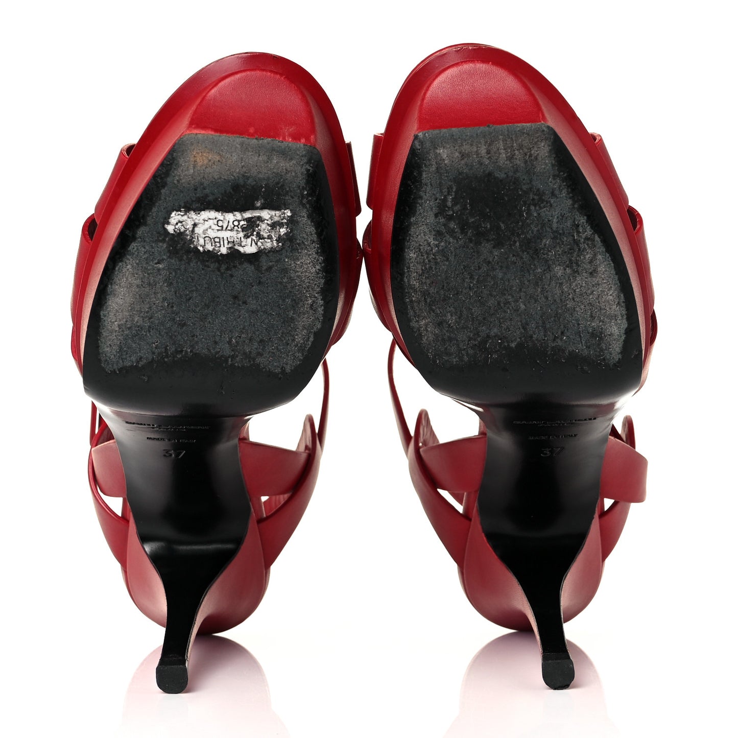 Calfskin Tribute 75 Platform Sandals 37 Rouge Orient