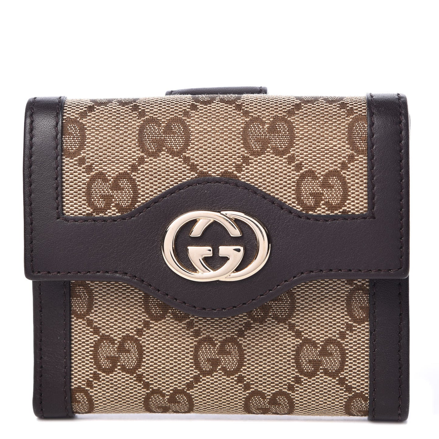 Monogram Margaux Calfskin Sukey French Flap Wallet Beige Ebony Cocoa