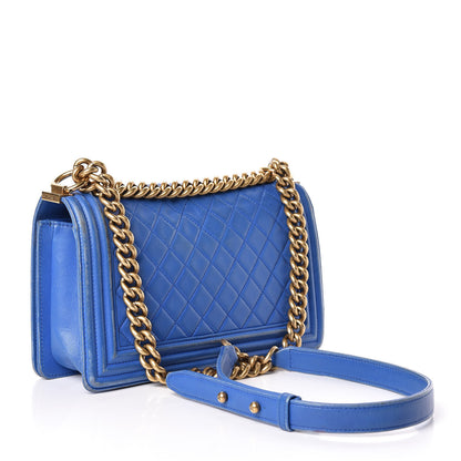 Chanel Lambskin Quilted Medium Boy Flap Blue 3 of 31