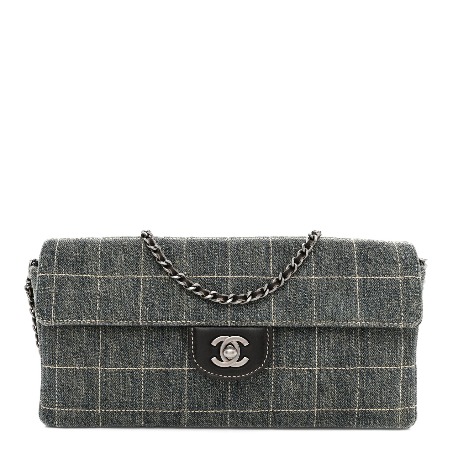 Denim Chocolate Bar Quilted East West Flap