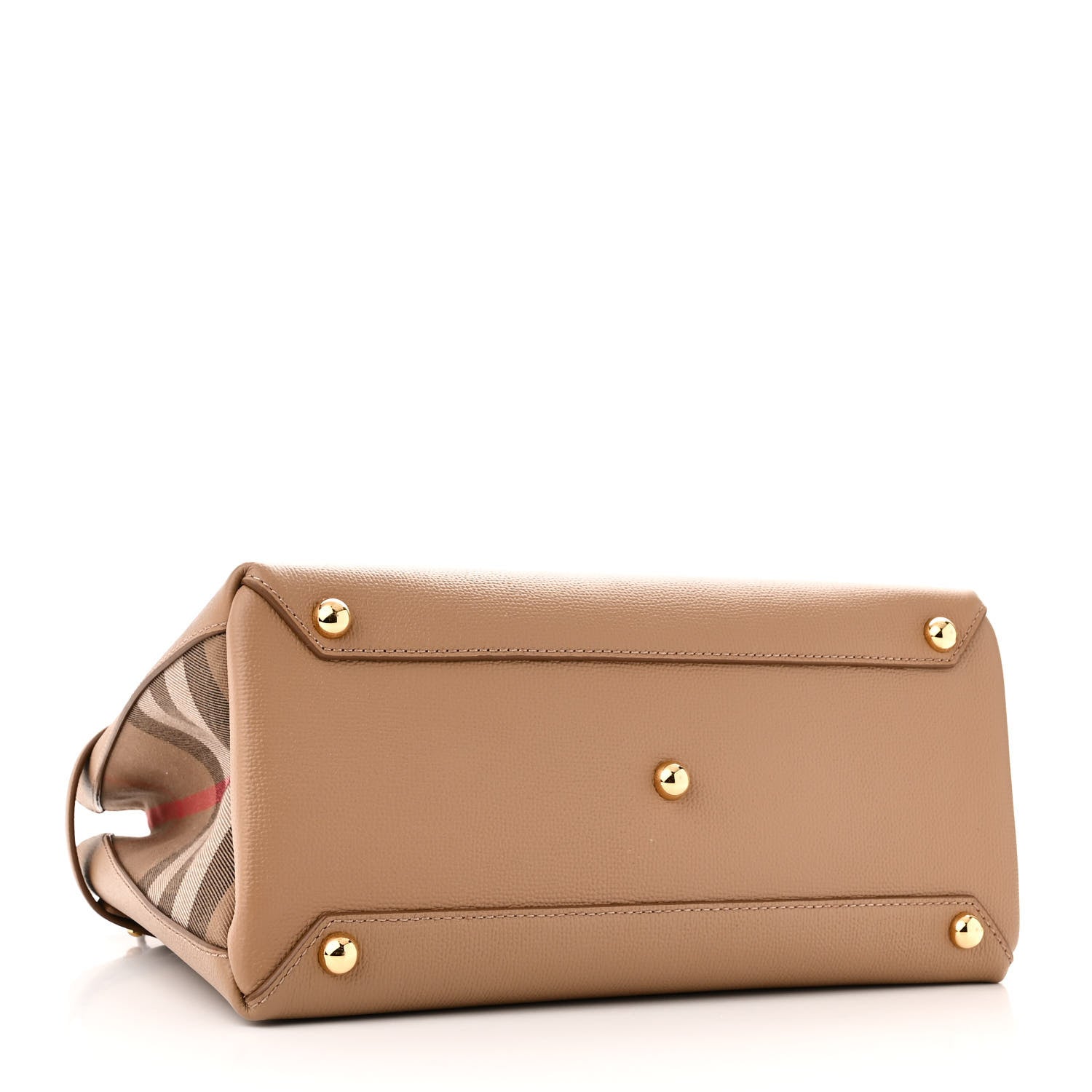 Burberry Derby Calfskin House Check Medium Banner Tote Camel 4 of 10