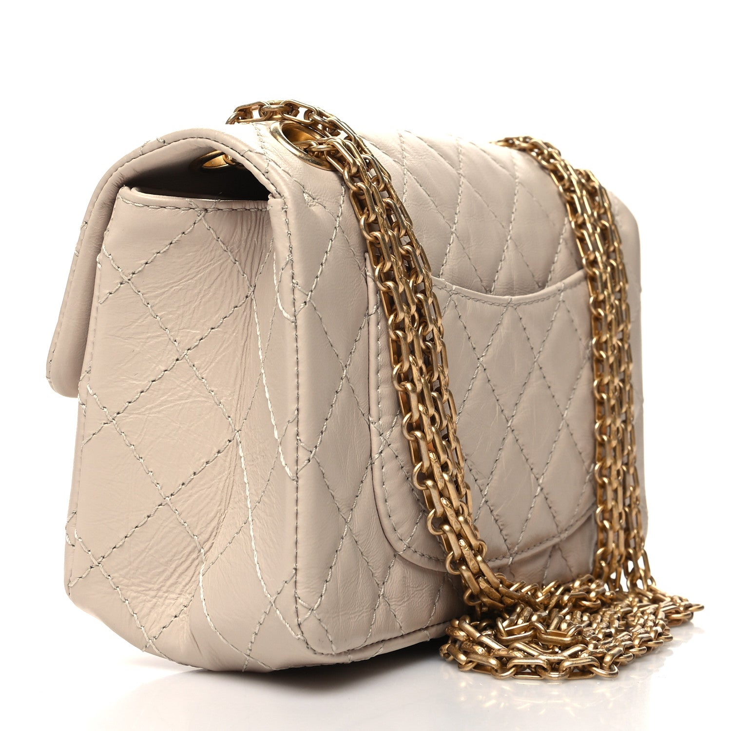 Chanel Aged Calfskin Quilted 2.55 Reissue Mini Flap Light Beige 3 of 11