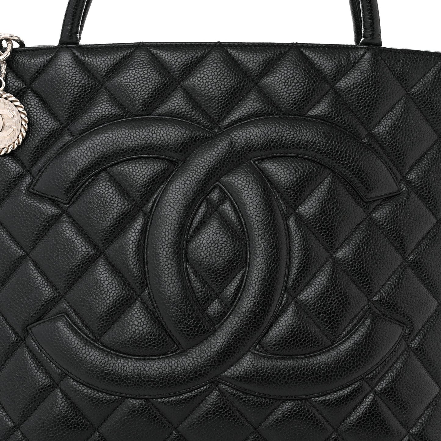 Caviar Quilted Medallion Tote Black