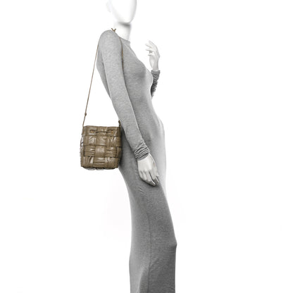 Bottega Veneta Calfskin Intrecciato Foulard Bucket Bag Taupe 2 of 9
