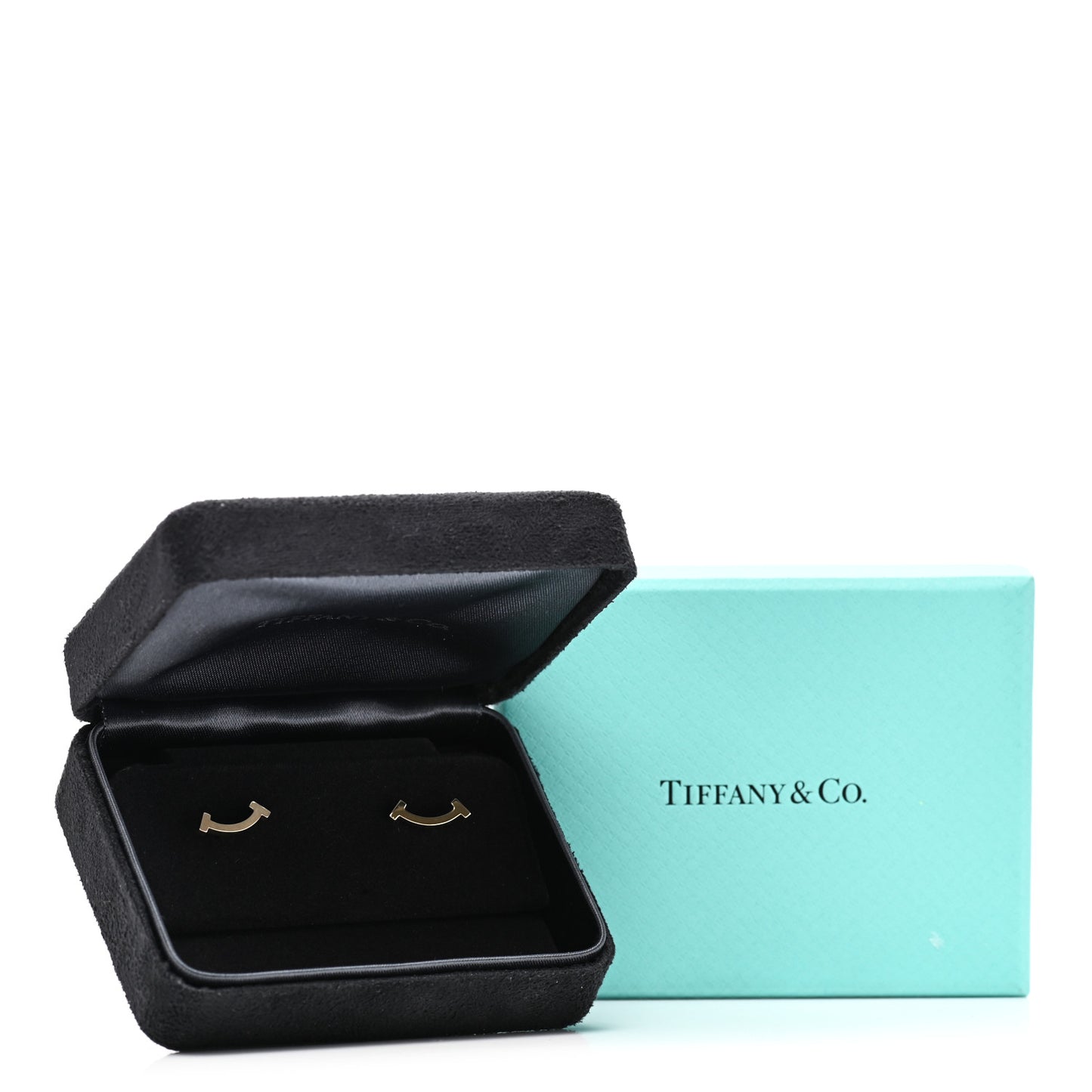 18K Yellow Gold T Smile Stud Earrings
