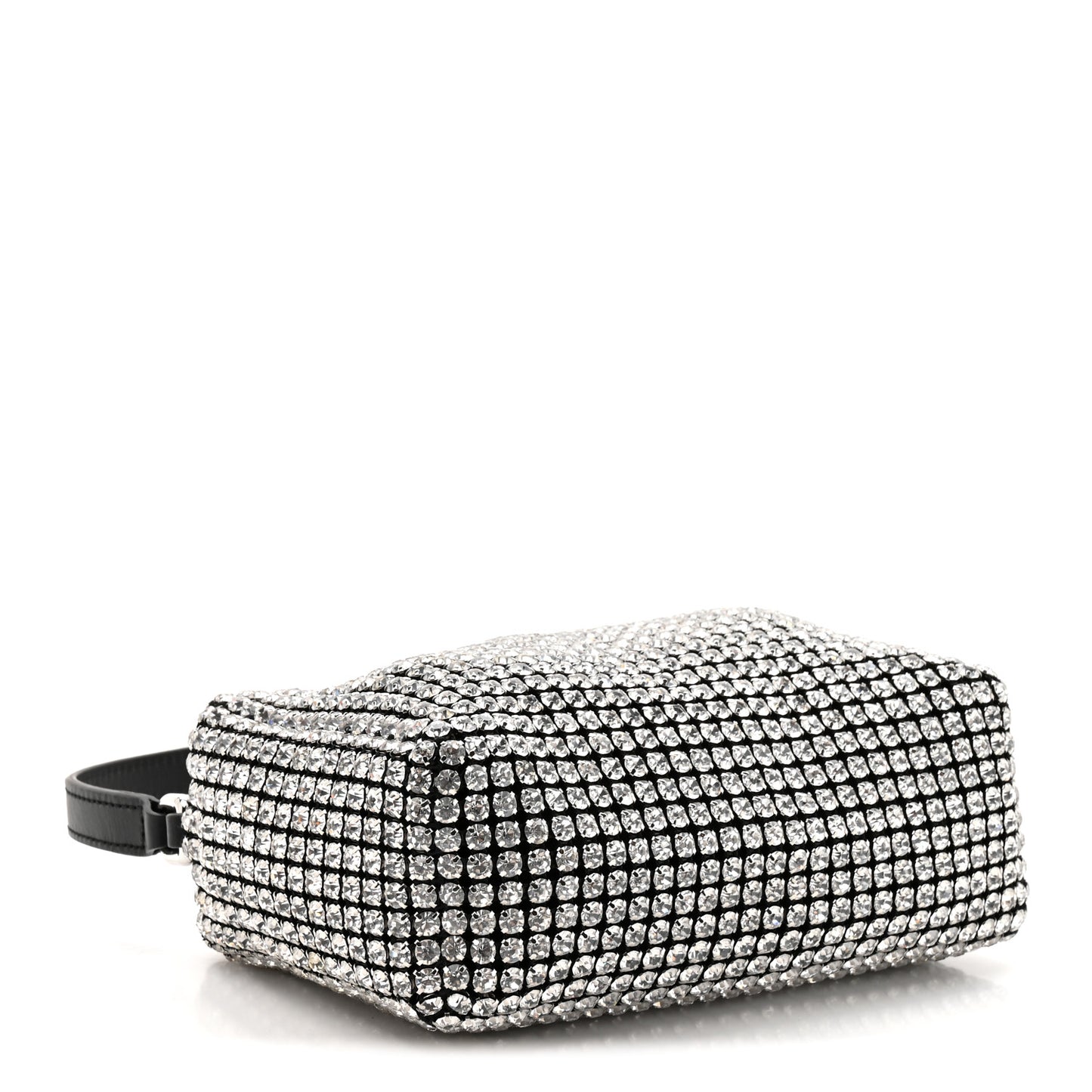 Mesh Crystal Rhinestone Mini Heiress Pouch Black Silver