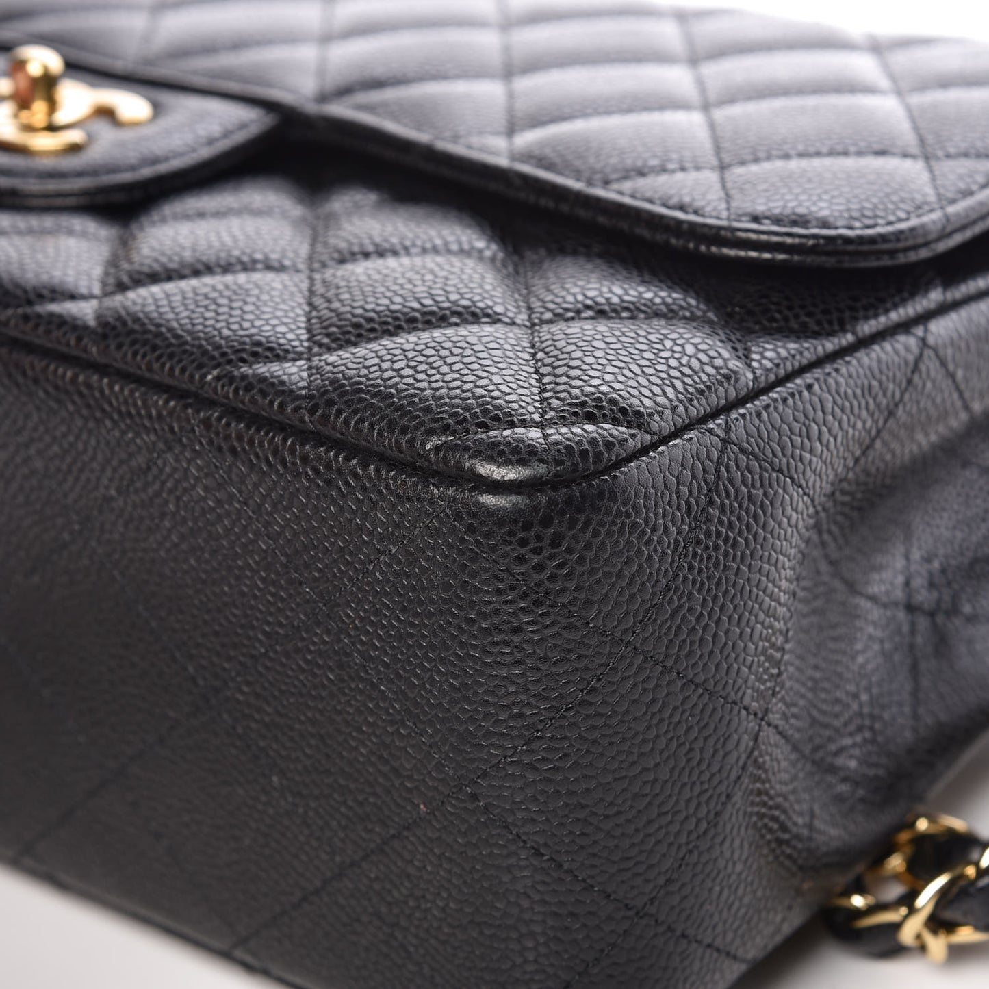 Caviar Quilted Jumbo Double Flap Black