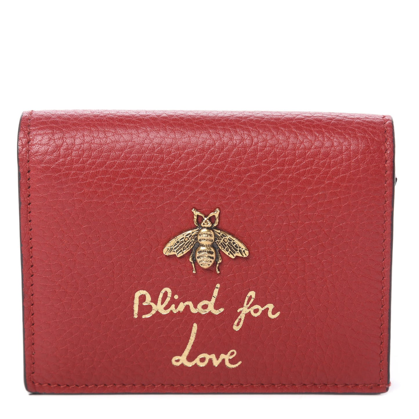 Pebbled Calfskin Animalier Card Case Red