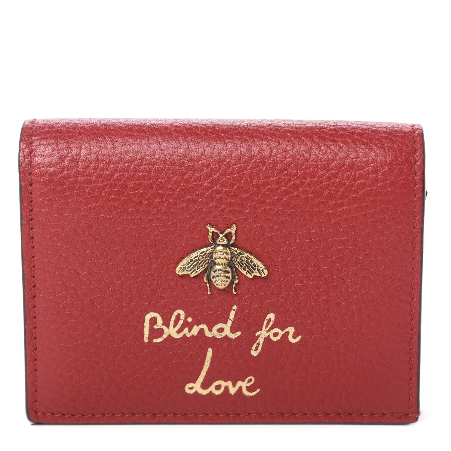 Gucci Pebbled Calfskin Animalier Card Case Red 1 of 7