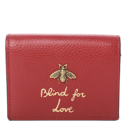 Gucci Pebbled Calfskin Animalier Card Case Red 1 of 7