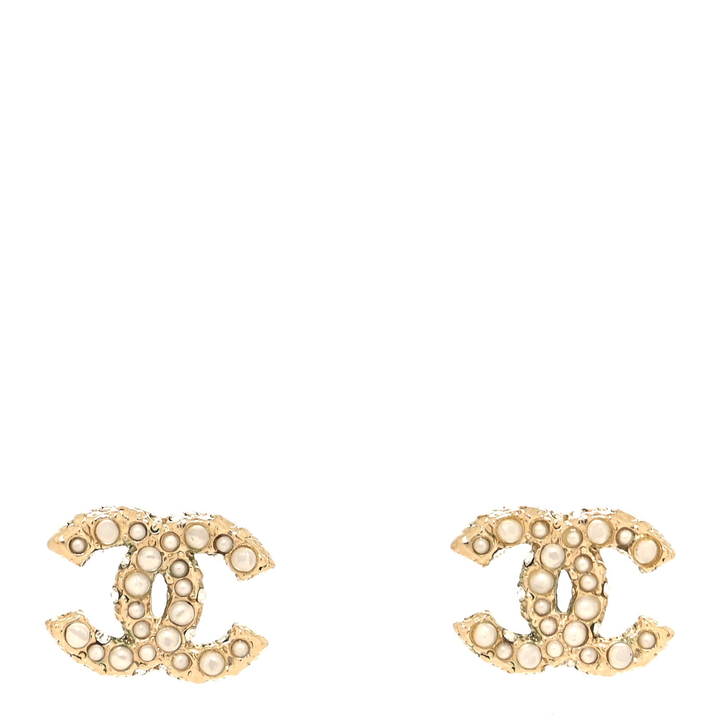 Metal Graduated Pearl Crystal CC Earrings Light Gold