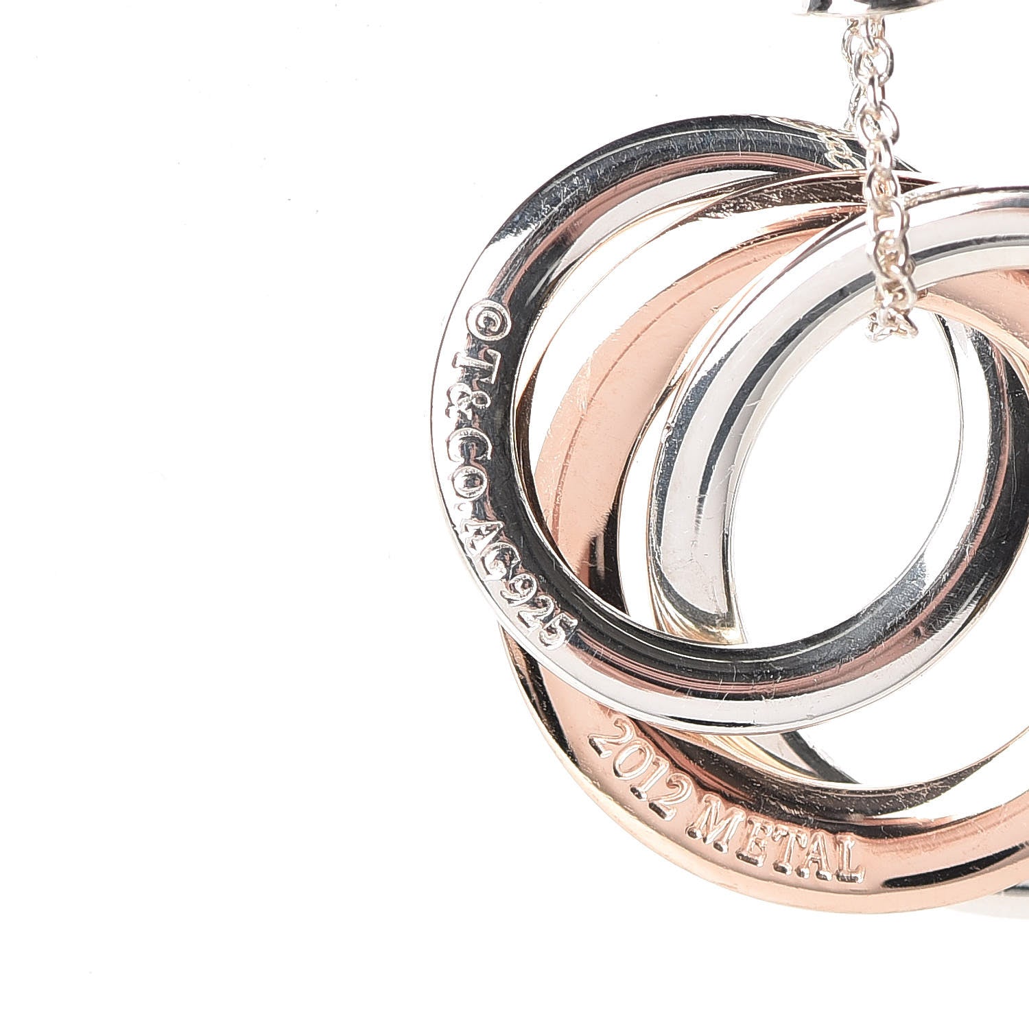 Tiffany Sterling Silver Rubedo Small Interlocking Circles Pendant Necklace 5 of 8
