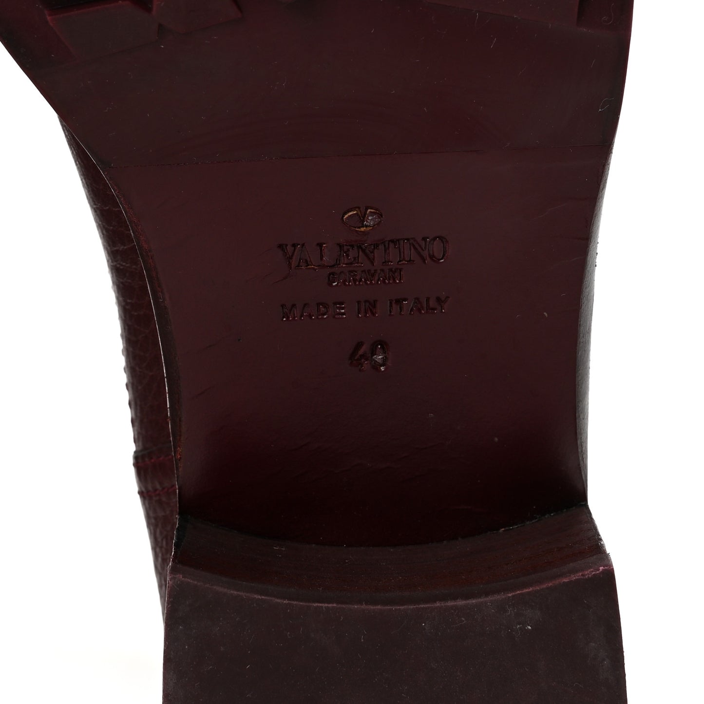 Pebbled Calfskin Rockstud Biker Boots 40 Rubin