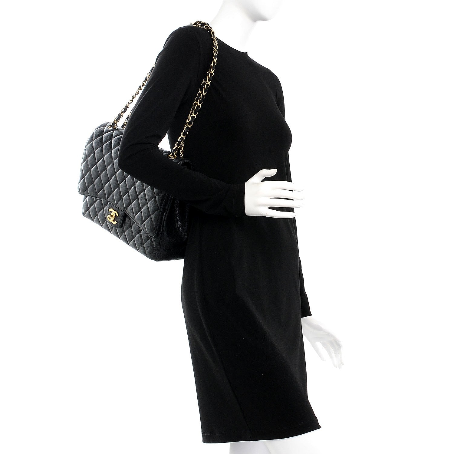 Chanel Caviar Quilted Maxi Double Flap Black 2 of 8