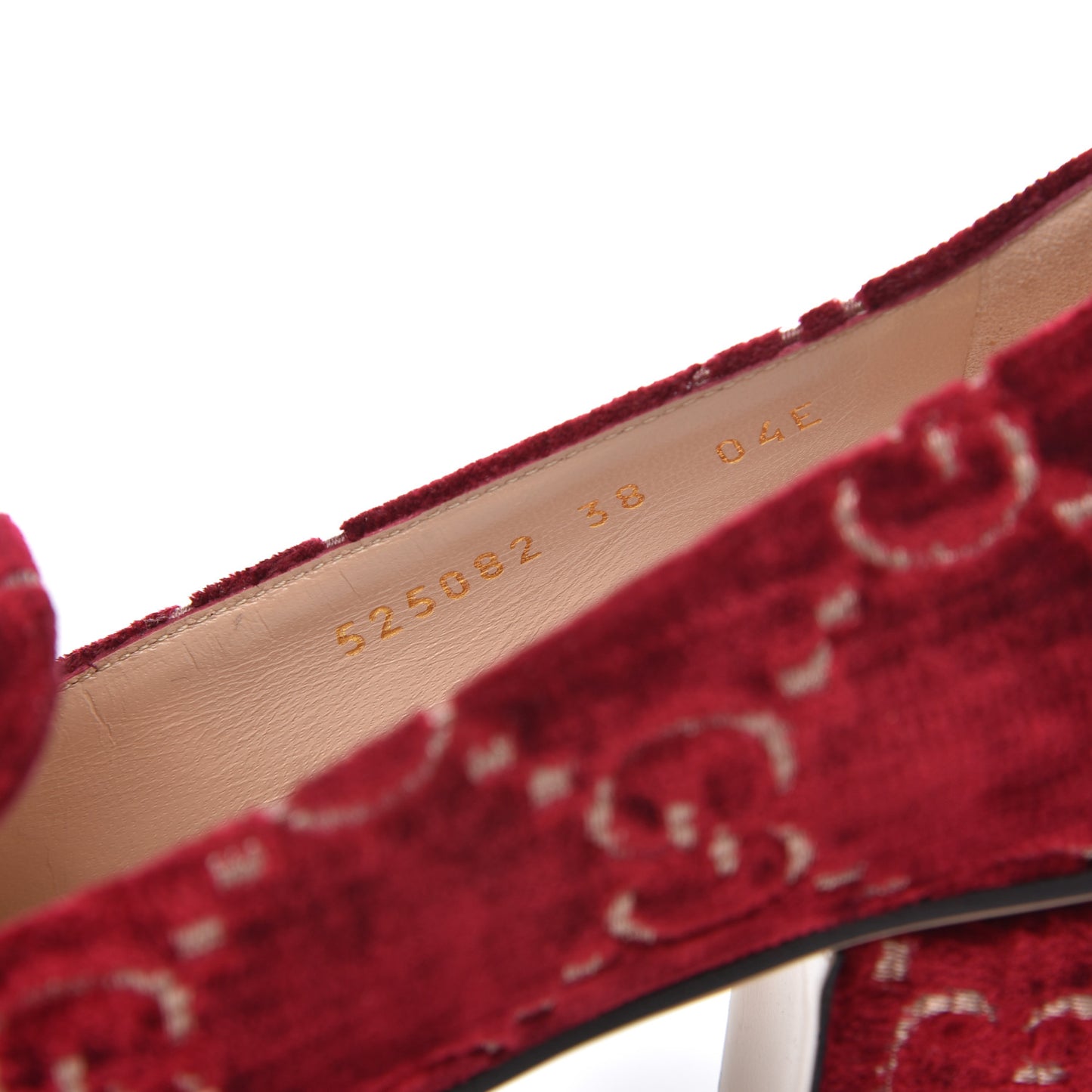 Velvet GG Monogram Sylvie Web Chain Mid Heel Loafers 38 Red Cipria