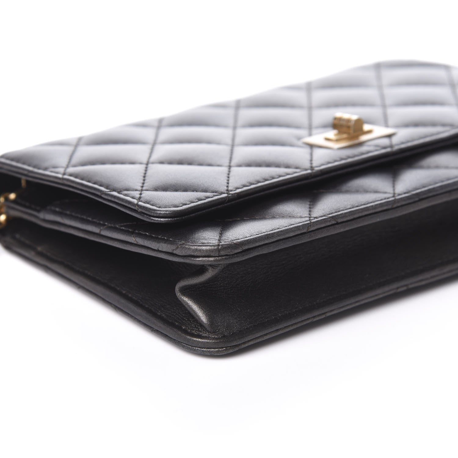 Chanel Metallic Calfskin Quilted Reissue Wallet On Chain WOC Black 9 of 10