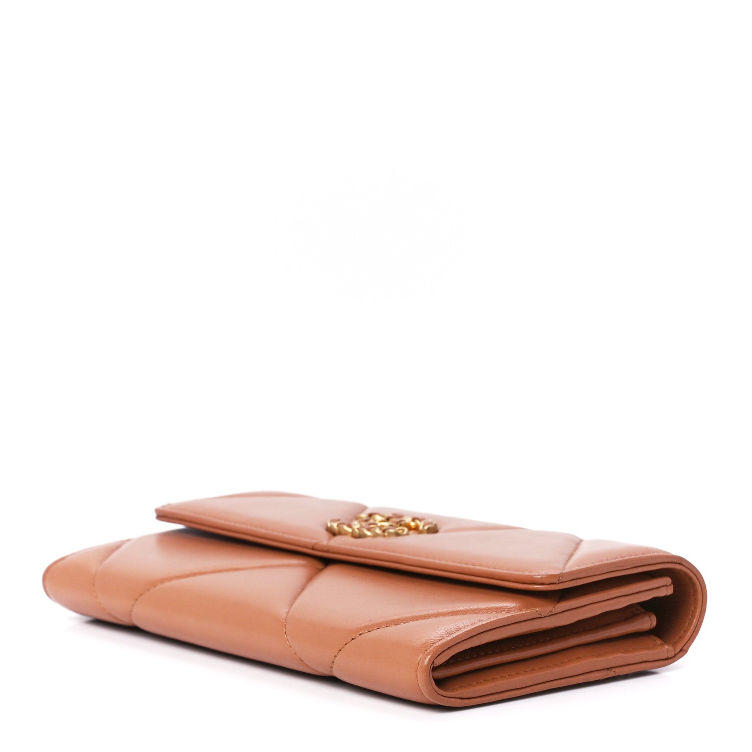 Chanel Lambskin Quilted Chanel 19 Flap Wallet Brown 10 of 12