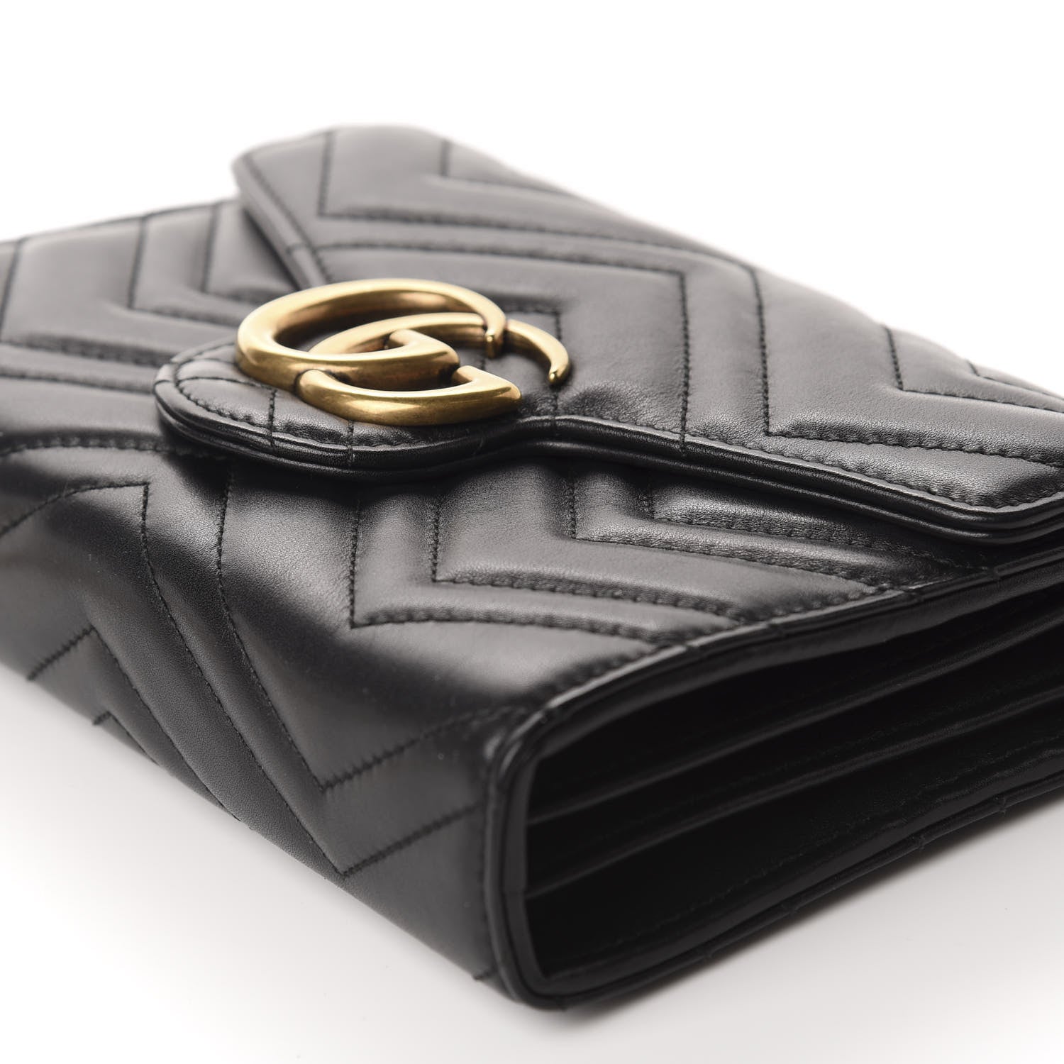 Gucci Calfskin Matelasse GG Marmont Chain Wallet Black 7 of 10