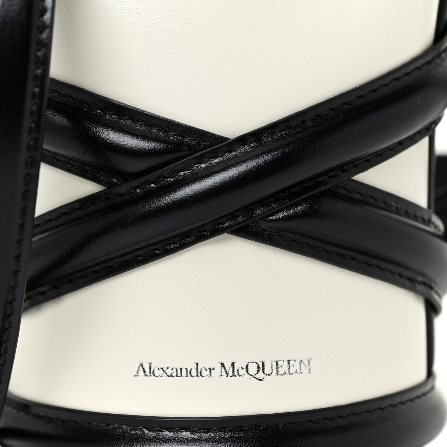 Calfskin Mini Curve Bucket Bag Black White