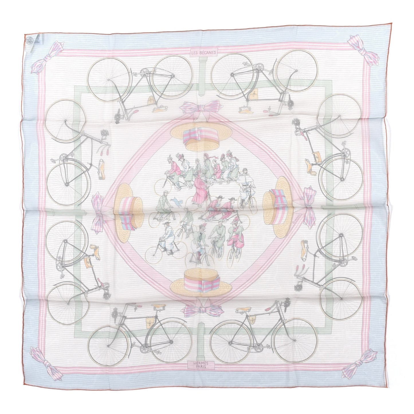 Silk Mousseline Les Becanes Scarf 70 Ciel Rose Vert Multicolor