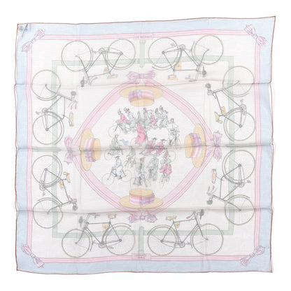 Hermes Silk Mousseline Les Becanes Scarf 70 Ciel Rose Vert Multicolor 1 of 5